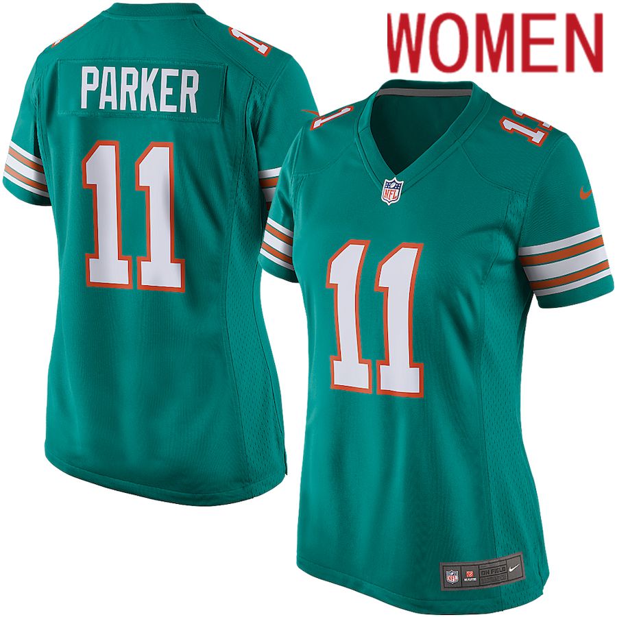 Women Miami Dolphins #11 DeVante Parker Nike Green Game Player NFL Jersey->women nfl jersey->Women Jersey